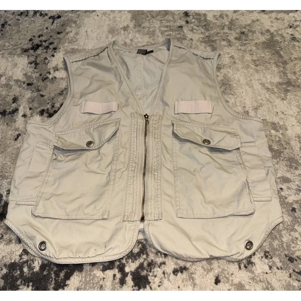 Banana Republic Vintage Safari Sport Vest Size Small Beige Pockets Zip Front